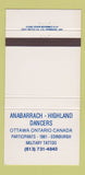 Matchbook Cover - Anabarrach Highland Dancers Ottawa ON 1981 30 Strike