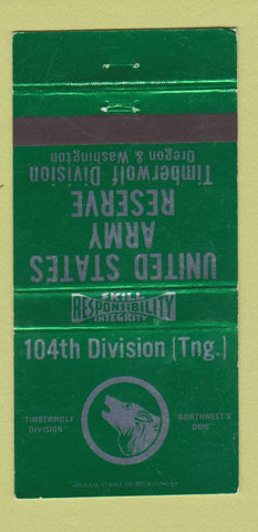 Matchbook Cover - US Army Reserve 104th Division OR WA WEAR 30 Strike