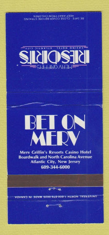 Matchbook Cover - Merv Griffith's Resorts Casino Atlantic City NJ 30 Strike