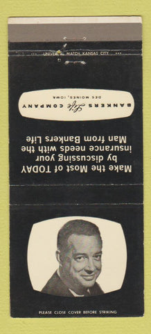 Matchbook Cover - Bankers Life Insurance Des Moines IA Hugh Downs TV 30 Strike