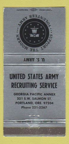 Matchbook Cover - US Army Recruiting Service Portland OR 30 Strike
