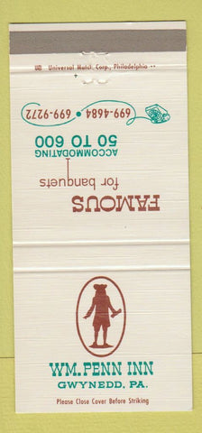 Matchbook Cover - Wm Penn Inn Gwynedd PA 30 Strike