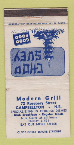 Matchbook Cover - Modern Grill Chinese Restaurant Campbellton NB WEAR 30 Strike