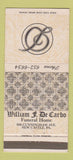 Matchbook Cover - William DeCarbo Funeral Home New Castle PA 30 Strike