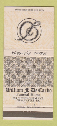 Matchbook Cover - William DeCarbo Funeral Home New Castle PA 30 Strike