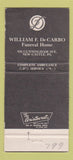 Matchbook Cover - William DeCarbo Funeral Home New Castle PA 30 Strike