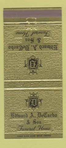 Matchbook Cover - Edward DeCarbo Funeral Home New Castle PA 30 Strike