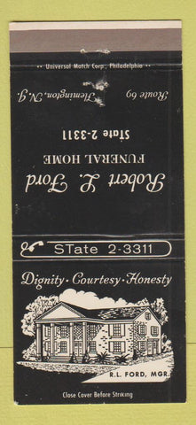 Matchbook Cover - Robert Ford Funeral Home Flemington NJ 30 Strike
