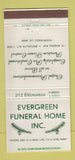 Matchbook Cover - Evergreen Funeral Home Brooklyn NY 30 Strike