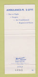 Matchbook Cover - Elliott Lunning Funeral home Burlington IA 30 Strike