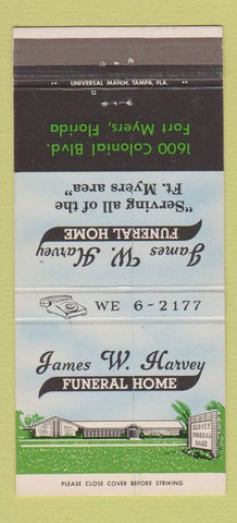 Matchbook Cover - James Harvey Funeral Home Fort Myers FL 30 Strike