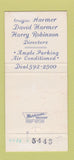 Matchbook Cover - Harmer Funeral Home Shinnston WV WEAR 30 Strike