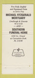 Matchbook Cover Southern Funeral Home St Louis MO Fitzgerald Mortuary 30 Strike