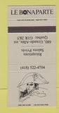 Matchbook Cover - Le Bonaparte Quebec QC 30 Strike