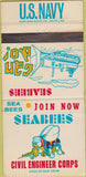 Matchbook Cover - Seabees Civil Engineering US Navy 30 Strike
