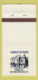 Matchbook Cover - Abbotsford Sir Walter Scott UK  30 Strike