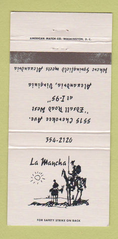 Matchbook Cover - La Mancha Alexandria VA Restaurant WEAR 30 Strike