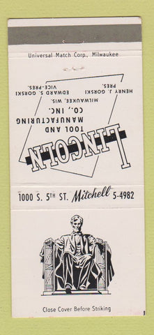 Matchbook Cover - Lincoln Tool Manufacturing Milwaukee WI 30 Strike