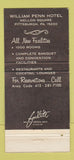 Matchbook Cover - William Penn Hotel Pittsburgh PA WEAR 30 Strike