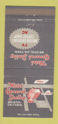Matchbook Cover - Hotel General Shelby Briston VA TN 30 Strike