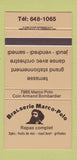 Matchbook Cover - Brasserie Marco Polo Quebec QC 30 Strike