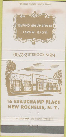 Matchbook Cover - Lloyd Maxcy Funearl Home New Rochelle NY WEAR 30 Strike