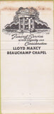Matchbook Cover - Lloyd Maxcy Funearl Home New Rochelle NY WEAR 30 Strike