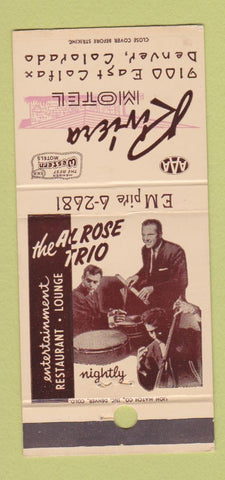 Matchbook Cover - Riviera Motel Denver Colorado Colfax Al Rose Trio 30 Strike