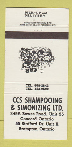 Matchbook Cover - CCS Shampooing Simonizing Brampton Concord ON 30 Strike