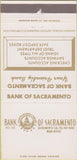 Matchbook Cover - Bank of Sacramento CA 30 Strike