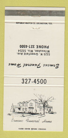 Matchbook Cover - Ermene Funeral Home Milwaukee WI 30 Strike