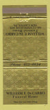 Matchbook Cover - William DeCarbo Funeral Home New Castle PA 30 Strike