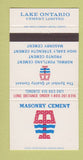 Matchbook Cover - Masonry Cement Lake Ontario Toronto ON 30 Strike
