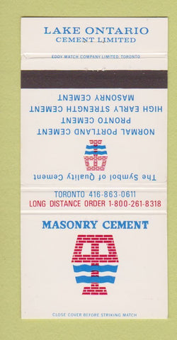 Matchbook Cover - Masonry Cement Lake Ontario Toronto ON 30 Strike