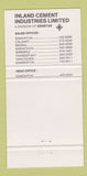 Matchbook Cover - Inland Cement Edmonton AB 30 Strike