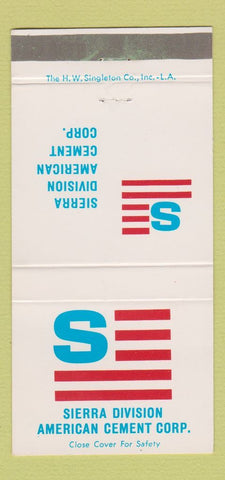 Matchbook Cover - Sierra Division American Cement San Francisco CA 30 Strike