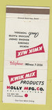 Matchbook Cover - Kwik Mix Mortar Concrete Holly MI  30 Strike