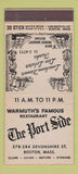 Matchbook Cover - Port Side Restaurant Boston MA 30 Stick