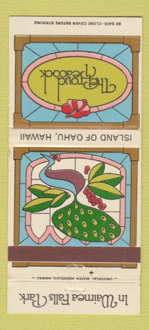 Matchbook Cover - Waimea Falls Park Oahu Hawaii Proud Peacock 30 Strike