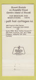 Matchbook Cover - Pali Kai Cottages Kauai Hawaii 30 Strike