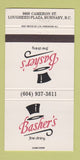 Matchbook Cover - Basher's Restaurant Burnaby BC 30 Strike