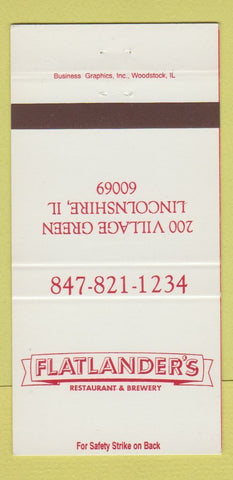 Matchbook Cover - Flatlander's Restaurant Lincolnshire IL 30 Strike