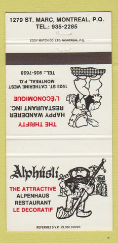 Matchbook Cover - Alphusli Restaurant Montreal QC 30 Strike