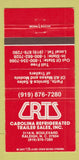 Matchbook Cover - Carolina Refrigerated Trailer Sales Raleigh NC 30 Strike