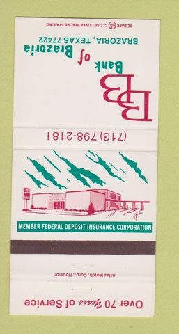 Matchbook Cover - Bank of Brazoria TX 30 Strike