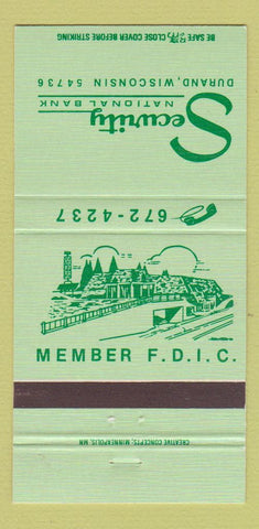 Matchbook Cover - Security National Bank Durand WI 30 Strike