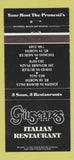 Matchbook Cover - Giuseppes Italian Mercer Butler Beaver Falls PA WEAR 30 Strike