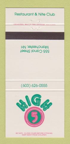 Matchbook Cover - High 5 Restaurant Nite Club Manchester NH 30 Strike