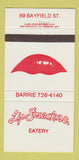 Matchbook Cover - Lip Smackers Eatery Barrie ON 30 Strike