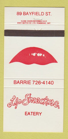 Matchbook Cover - Lip Smackers Eatery Barrie ON 30 Strike